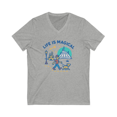 V-Neck Walking Life Is Magical (Bella Canvas)
